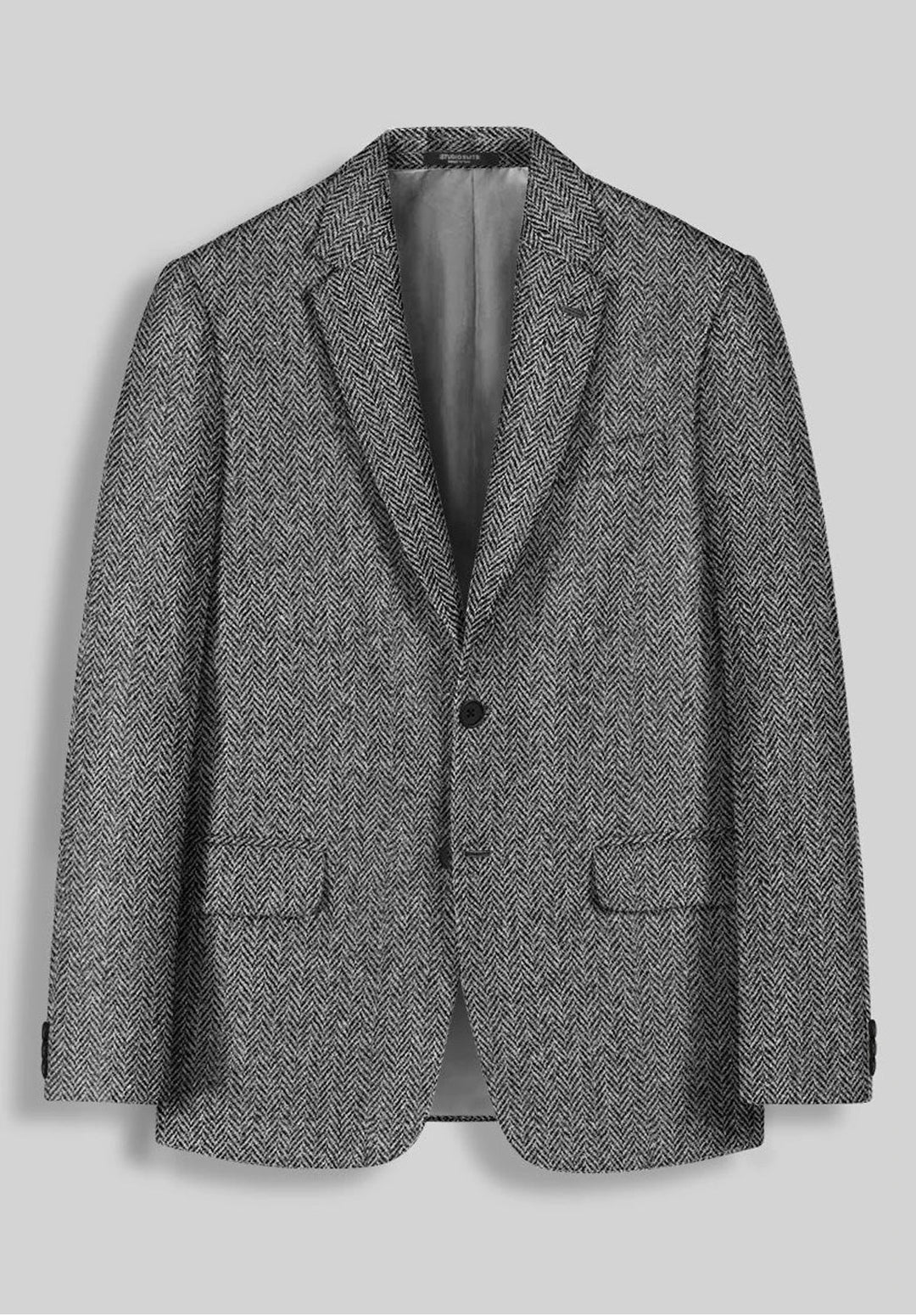 Herredragt i to dele med slim fit, sildebensmønster og enkeltradet jakke