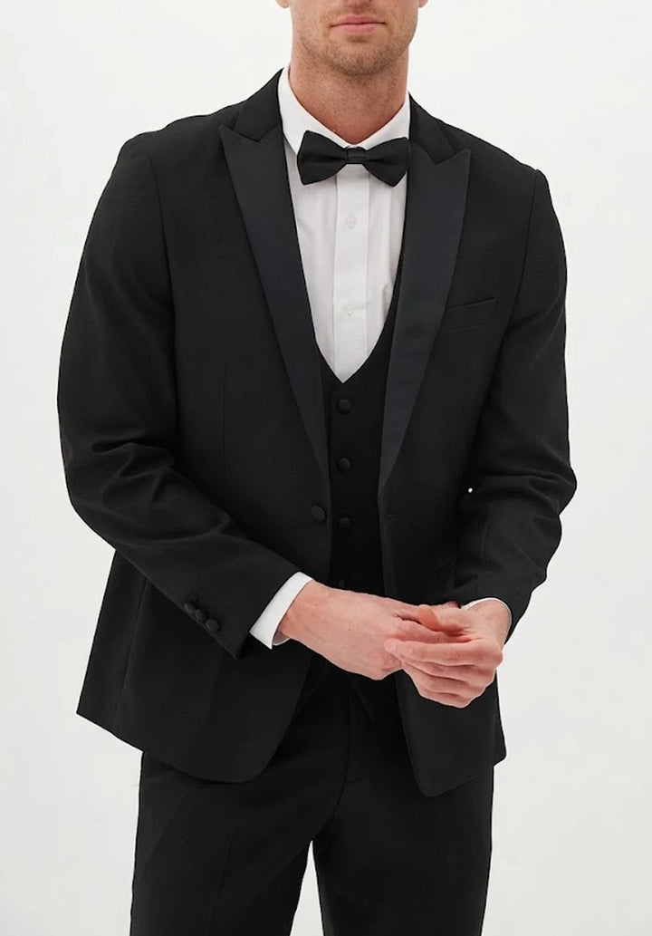 Costume Trois Pièces Homme Coupe Slim avec Col Notch et Gilet Assorti Élégant