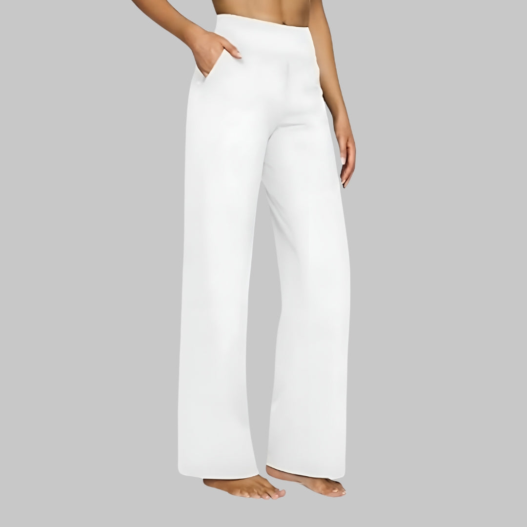 Pantalon Stretch Femme à Taille Large avec Poches