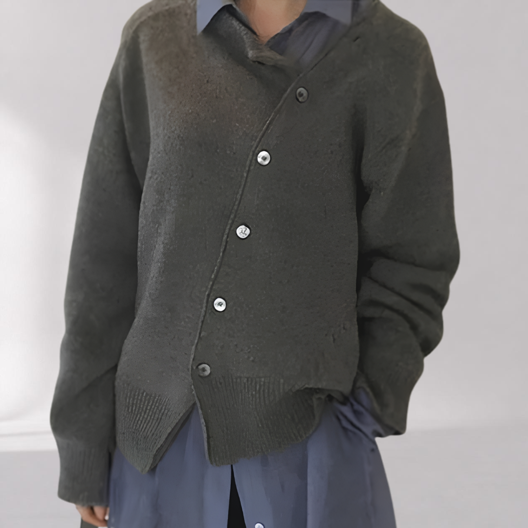Cardigan Asymétrique Doux en Cachemire