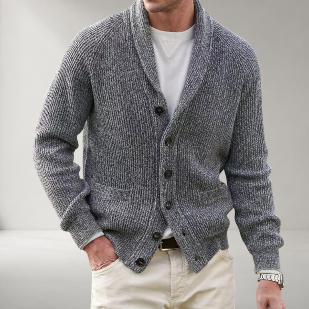 Cardigan Homme Vintage en Mélange de Laine à Col V