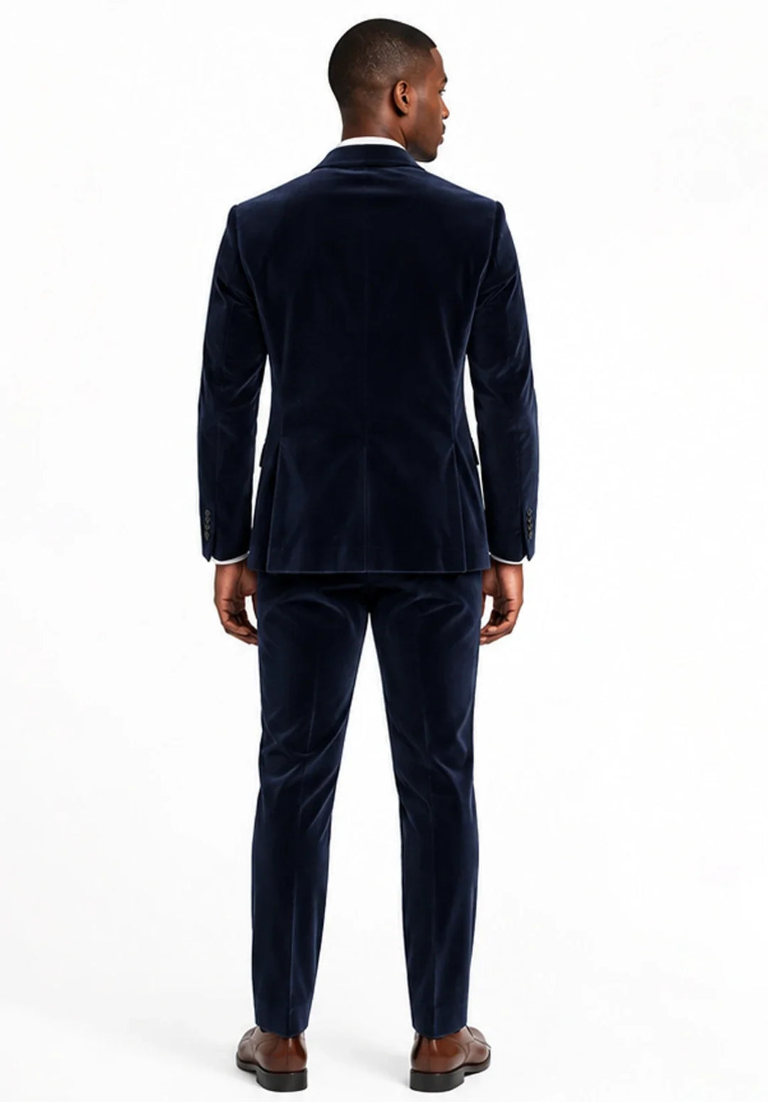 Completo da uomo in velluto slim fit a due pezzi con rever classico e giacca a due bottoni