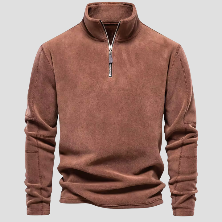 Pull en Polaire à Demi Zip et Col Montant pour Homme