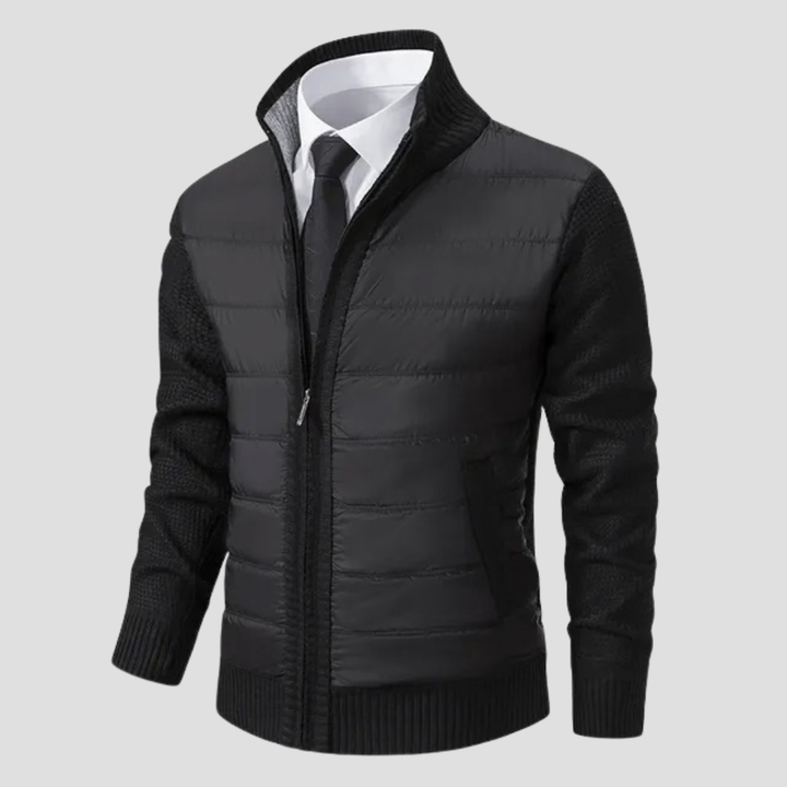 Cardigan Zippé Hybride Matelassé à Col Montant pour Homme