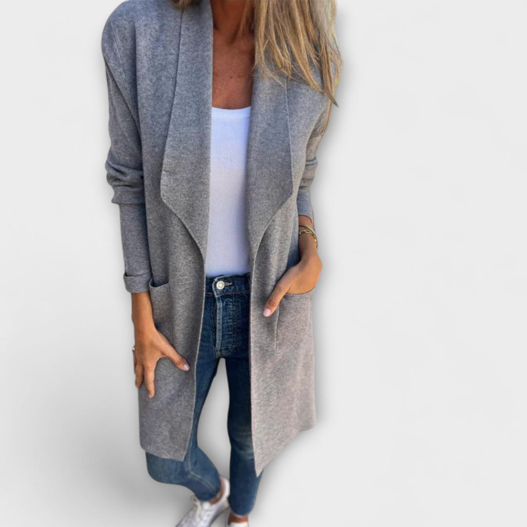 Cardigan Long Ouvert avec Poches Latérales