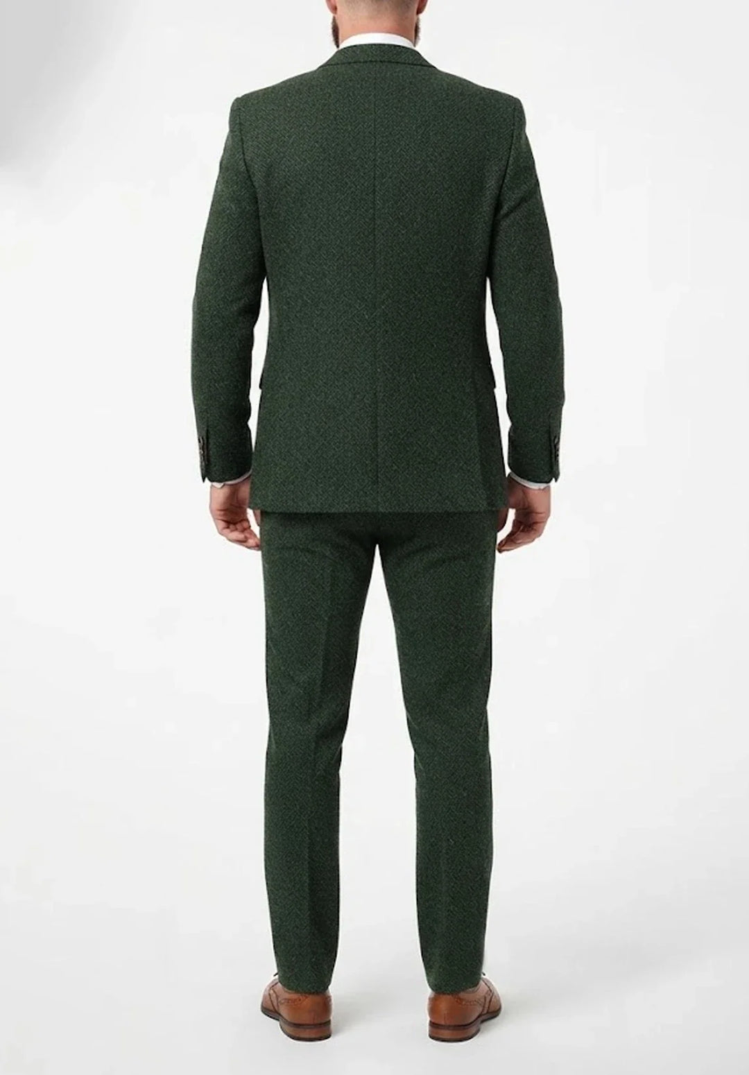 Costume Trois Pièces Homme Coupe Classique en Chevrons avec Col Notch et Gilet Cinq Boutons