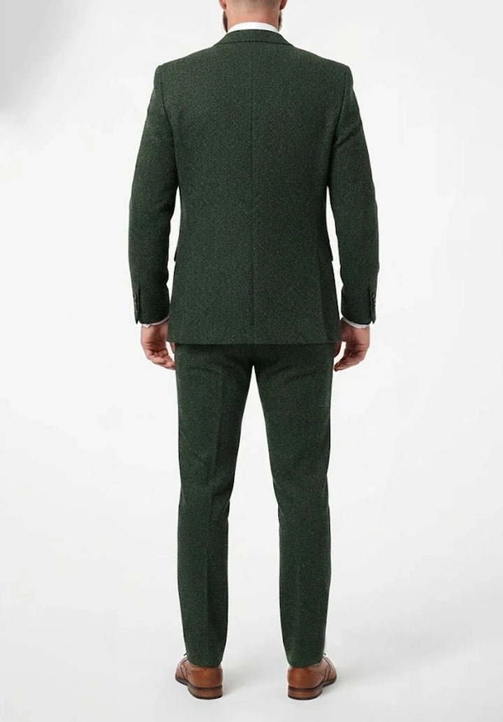 Costume Trois Pièces Homme Coupe Classique en Chevrons avec Col Notch et Gilet Cinq Boutons