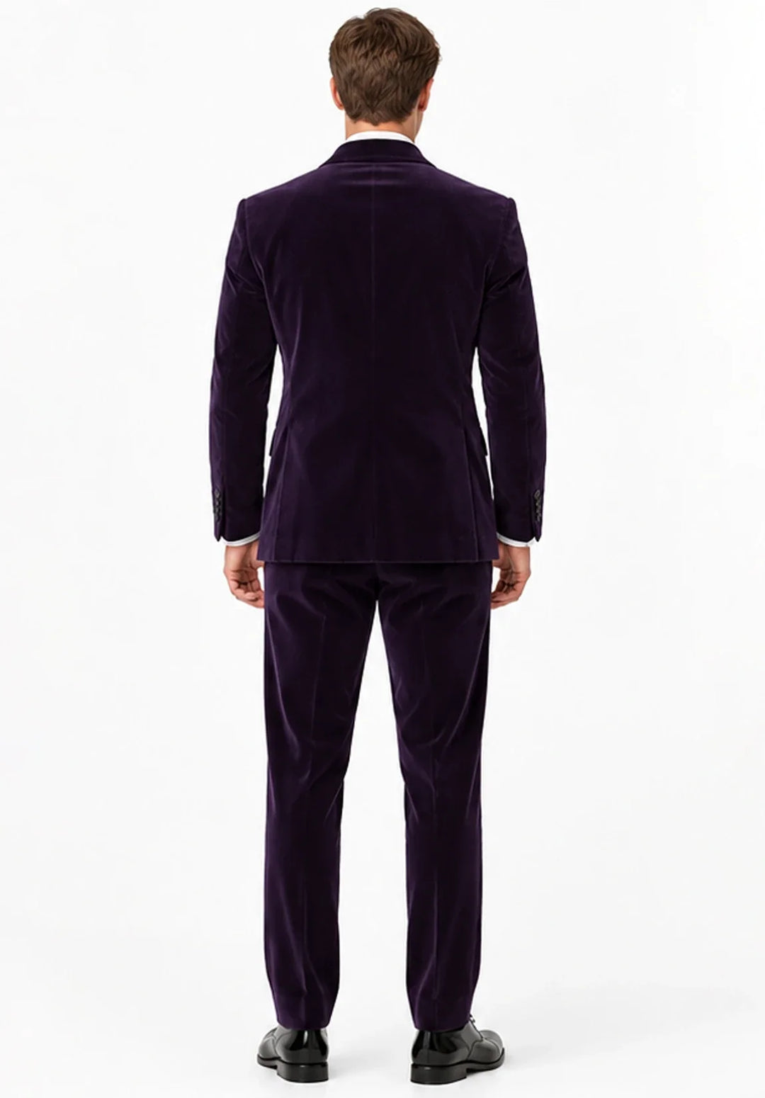 Completo da uomo in velluto regular fit a due pezzi con giacca doppiopetto e rever a lancia