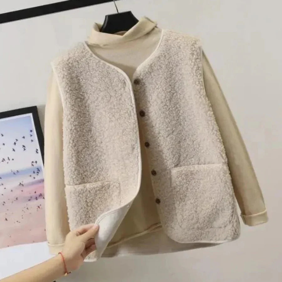 Gilet Chaud Sans Manches Pour Femmes | Bouton De Fermeture