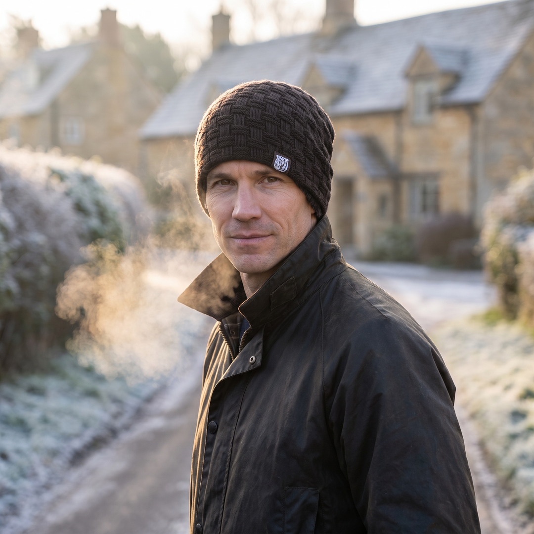 Men's fleece-lined textured-knit beanie