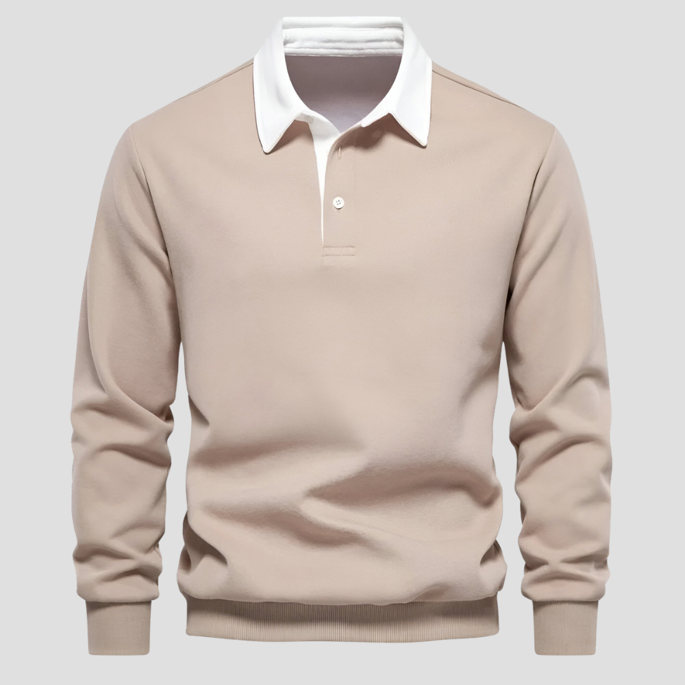 Pull à Col Polo Contrastant et Boutonnage pour Homme
