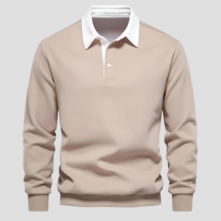 Pull à Col Polo Contrastant et Boutonnage pour Homme