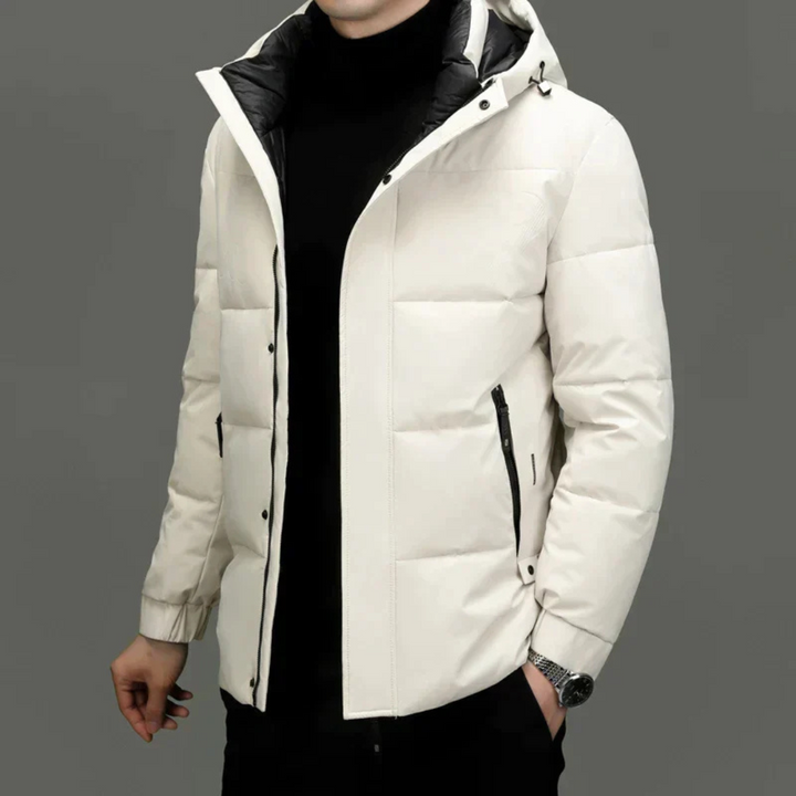 Maxwell | Veste Polaire D'Hiver Pour Homme | Capuche | Blanc | Noir