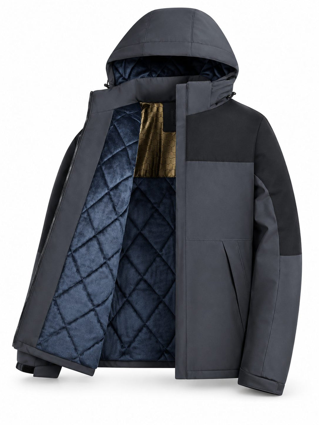 Veste de Randonnée Homme Hiver Isolée Capuche Col Montant