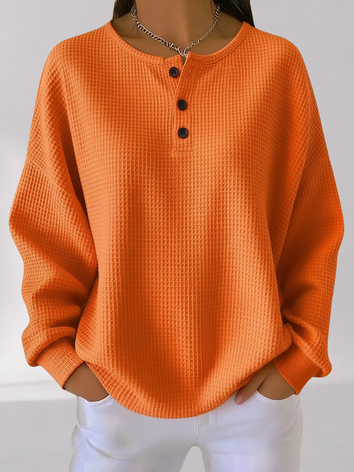 Sweat Henley Texturé – Coupe Décontractée à Boutons
