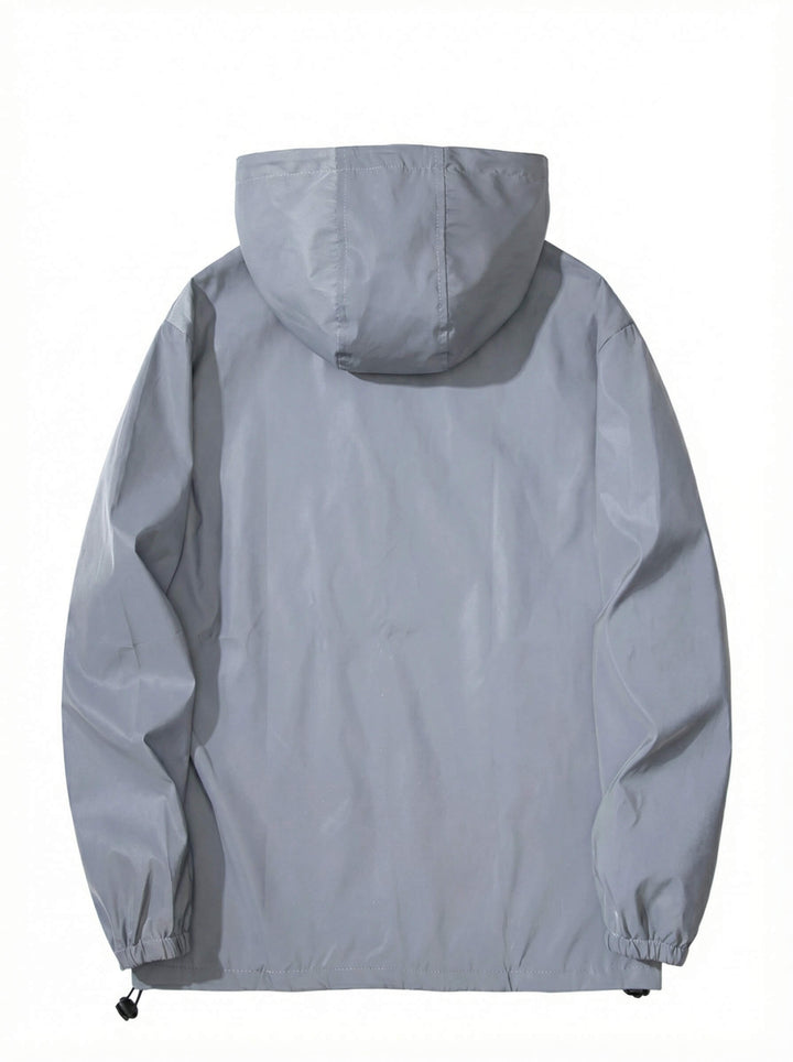 Giacca a vento da uomo riflettente con cappuccio e tasche con cerniera