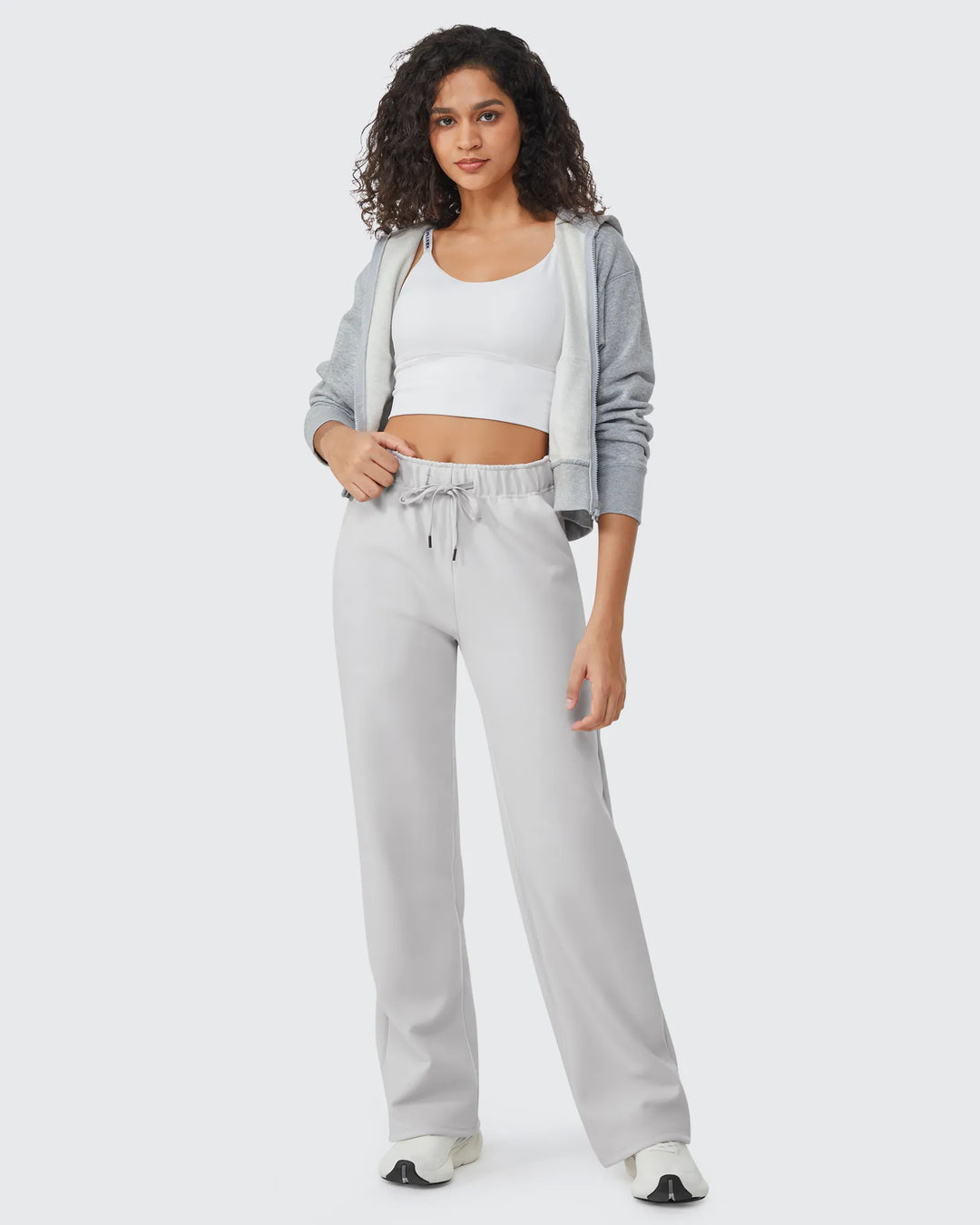 Pantaloni da donna foderati in pile, vestibilità casual, con coulisse