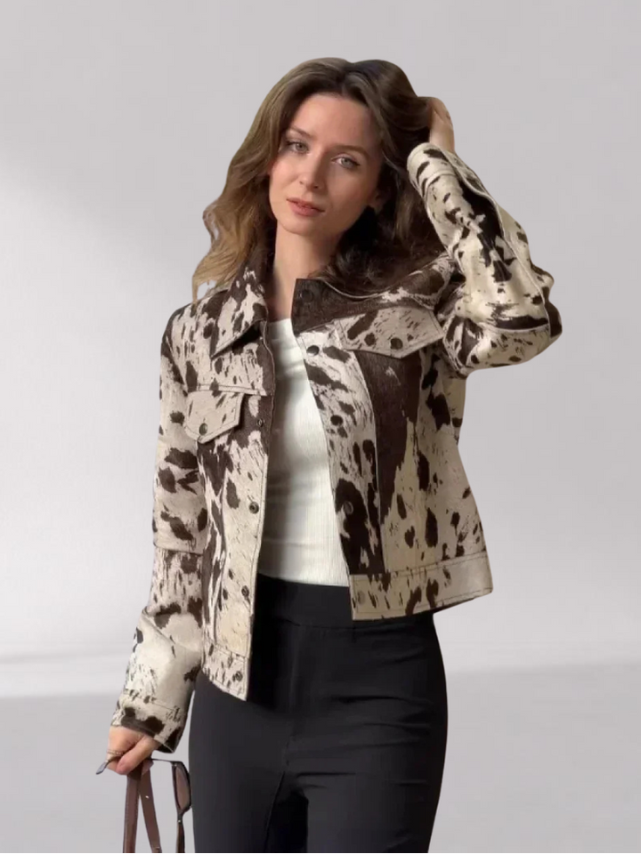 Veste Femme Imprimé Léopard à Col Rabattu
