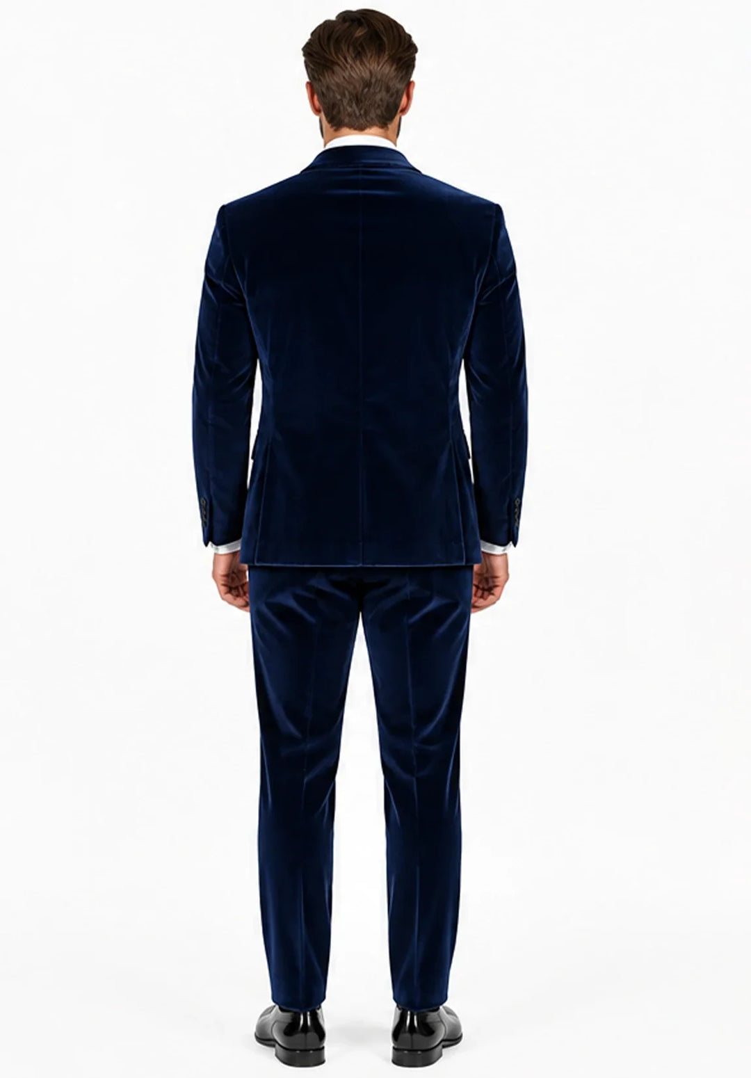 Costume Deux Pièces Homme Coupe Slim en Velours avec Poches à Rabat et Veste Un Bouton