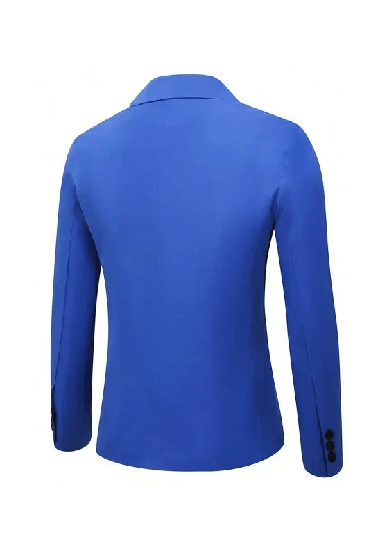Costume Trois Pièces Homme Coupe Classique avec Col Contrastant et Gilet Croisé