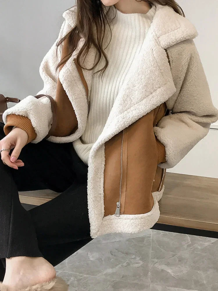 Manteau Hiver Femme Oversize Doublé Moumoute