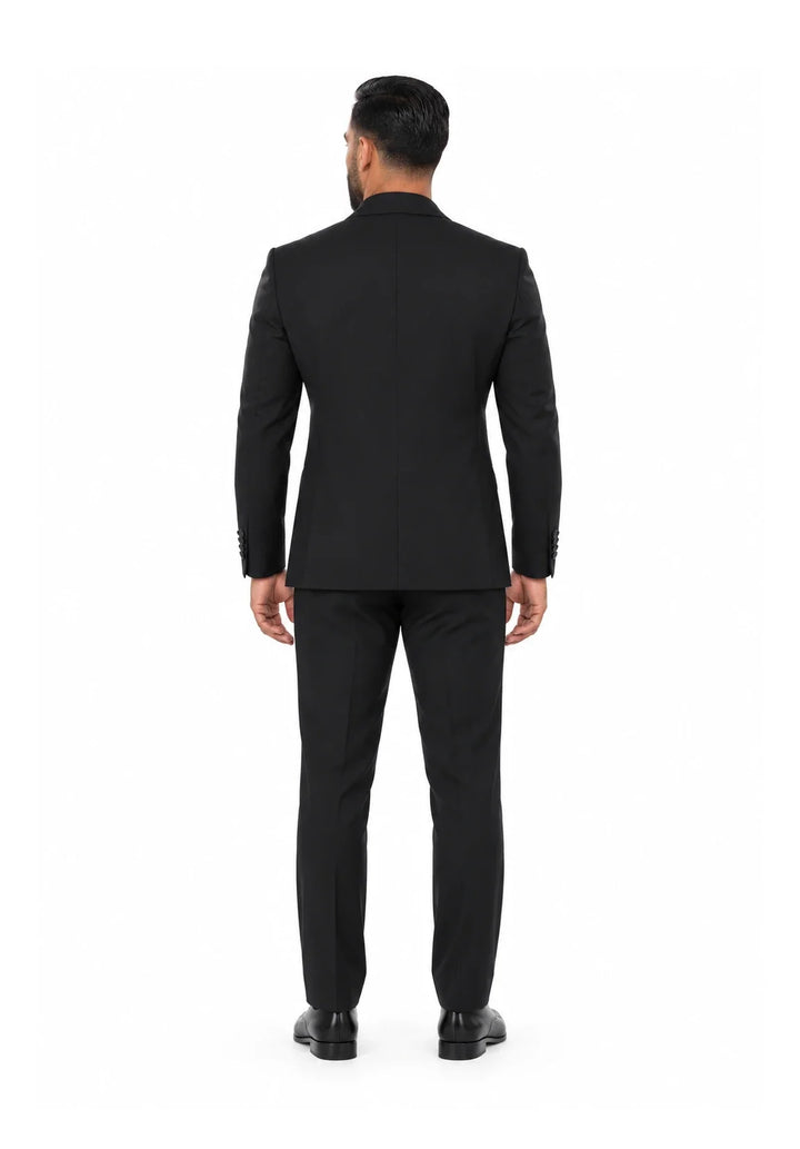Costume Deux Pièces Homme Coupe Regular avec Panneau Blanc Asymétrique et Col Châle