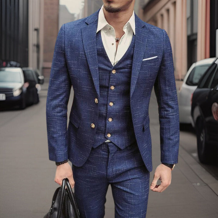 Costume Invité À Un Mariage Trois Pièces Moderne Pour Homme | Motif Texturé