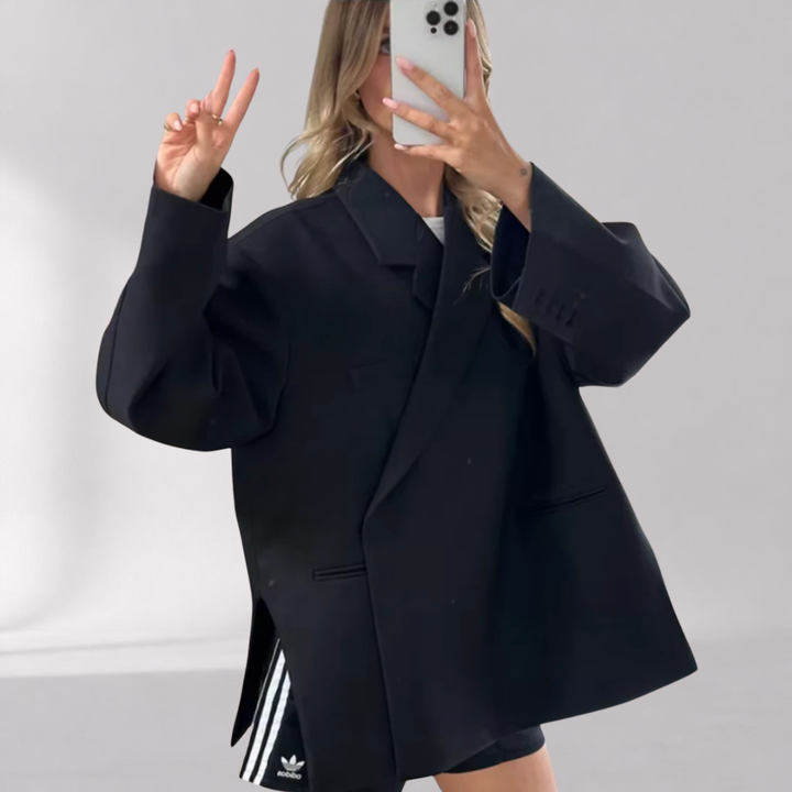 Blazer Oversize Femme – Col à Revers et Fermeture Boutonnée