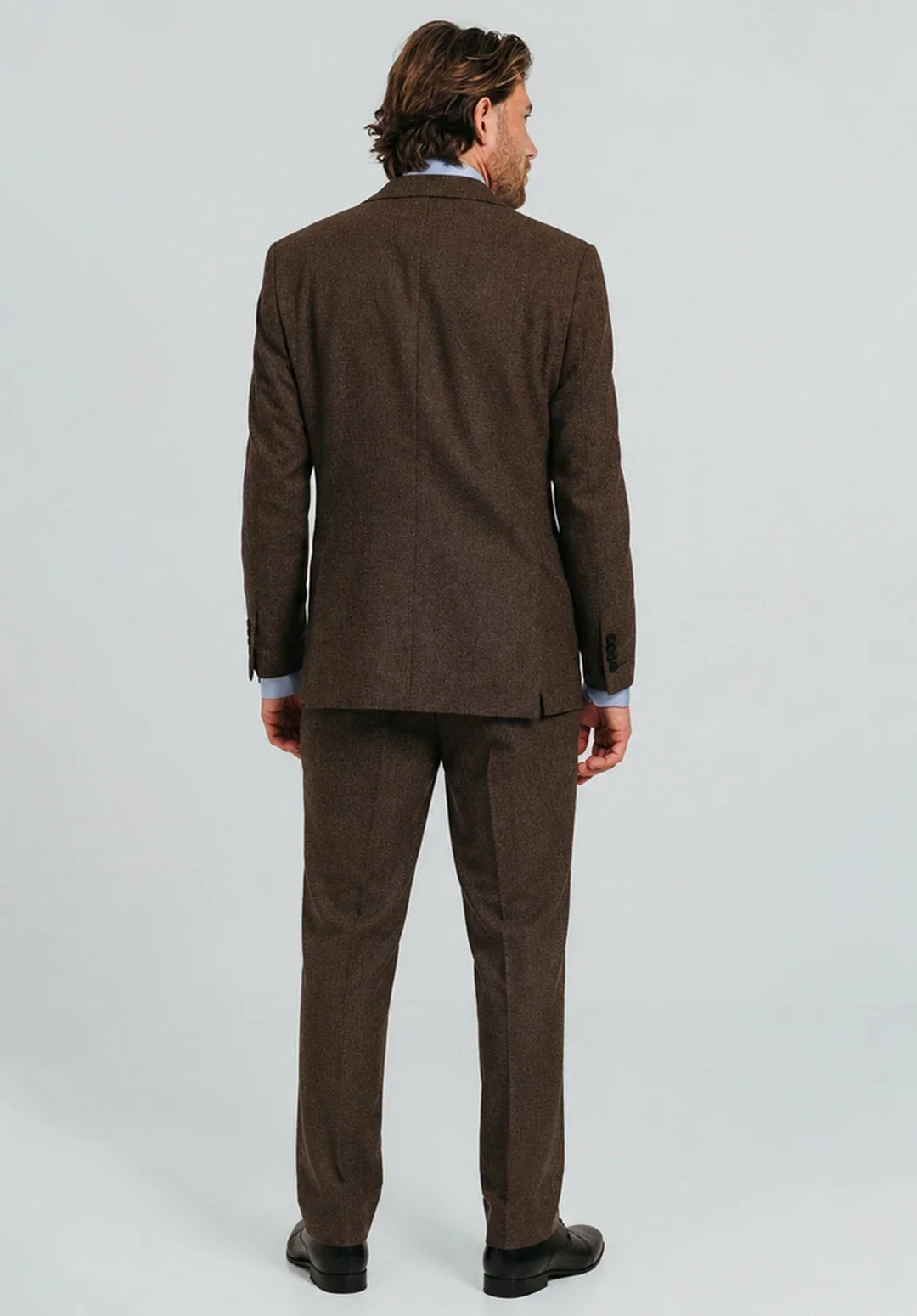 Costume Deux Pièces Homme Coupe Classique à Motif Chevrons avec Col à Crans et Poches à Rabat