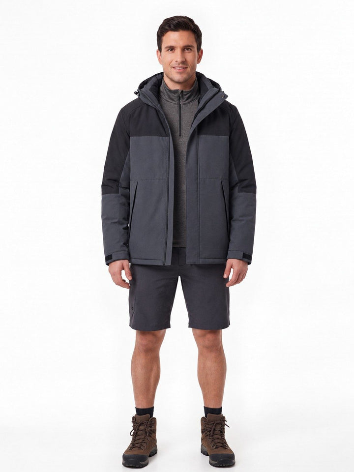 Veste de Randonnée Homme Hiver Isolée Capuche Col Montant