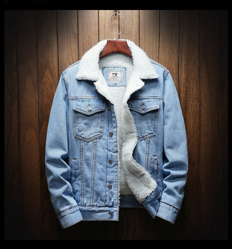 Veste en Jean Homme Doublée Sherpa Boutonnée