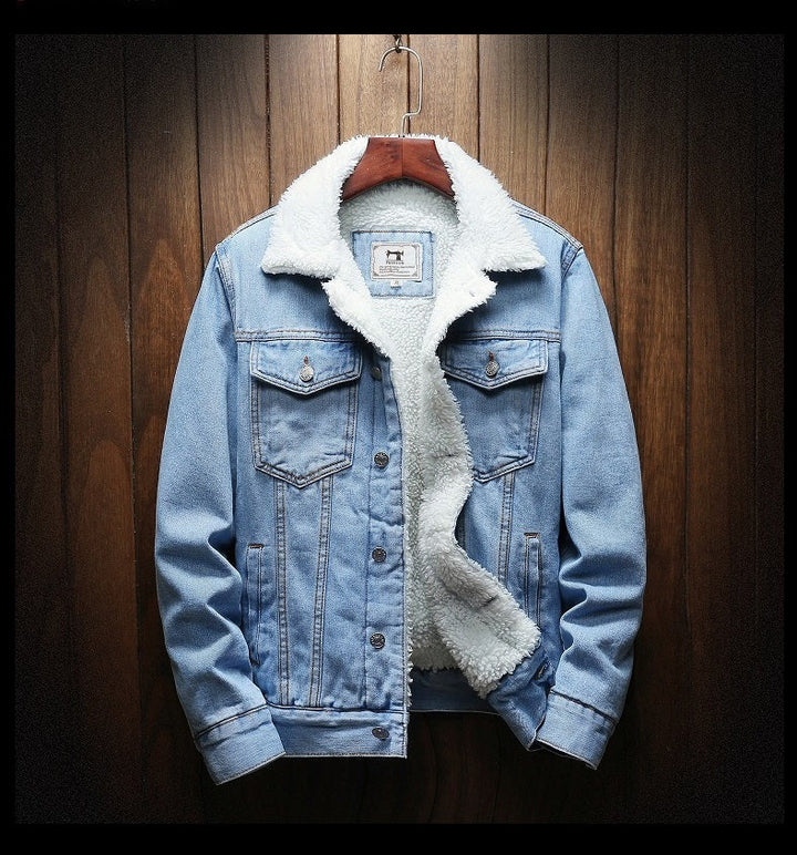 Veste en Jean Homme Doublée Sherpa Boutonnée