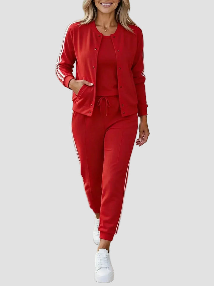 Céline | Ensemble Sport Femme 3 Pièces avec Veste, Haut et Jogger