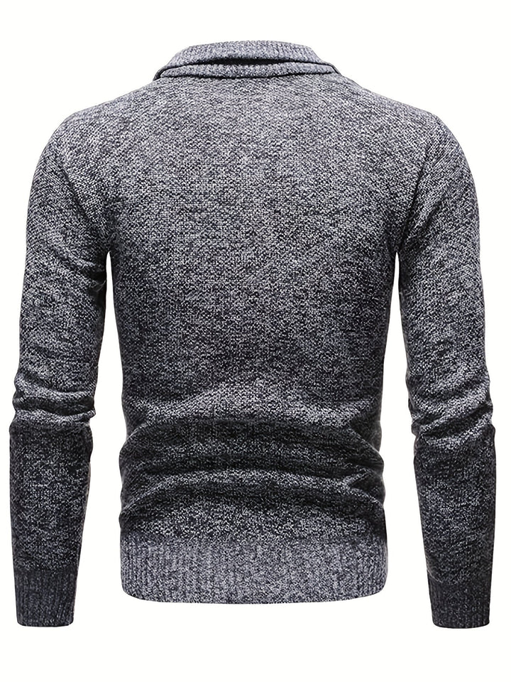Pull Col Montant à Demi Zip et Maille Chinée pour Homme