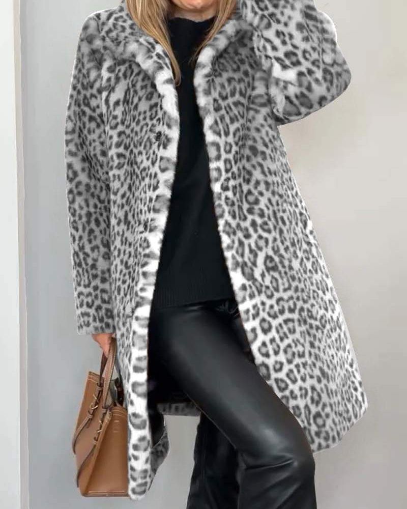 Veste Longue Femme à Imprimé Léopard – Douce Coupe Décontractée