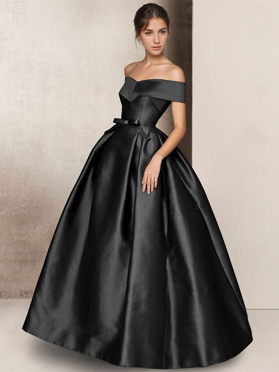 Robe De Mariée Pour Invitée Noire À Épaules Dénudées Pour Femme | Maxi