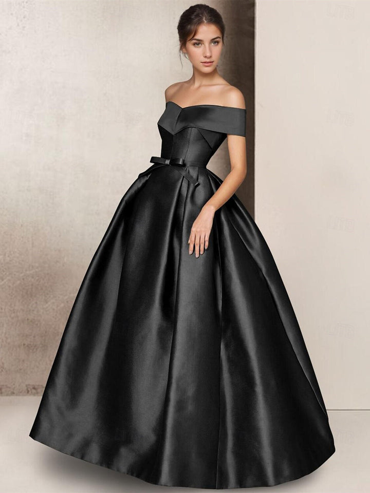 Robe De Mariée Pour Invitée Noire À Épaules Dénudées Pour Femme | Maxi
