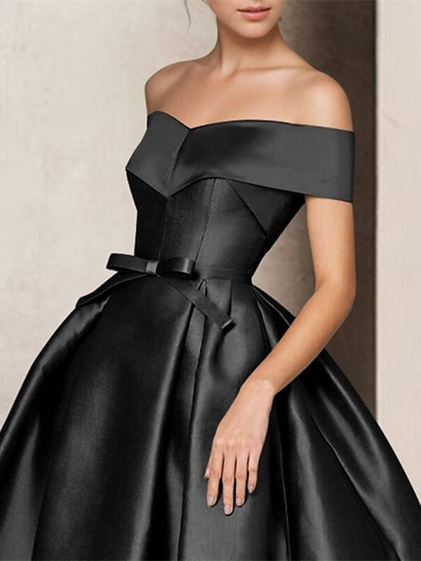 Robe De Mariée Pour Invitée Noire À Épaules Dénudées Pour Femme | Maxi