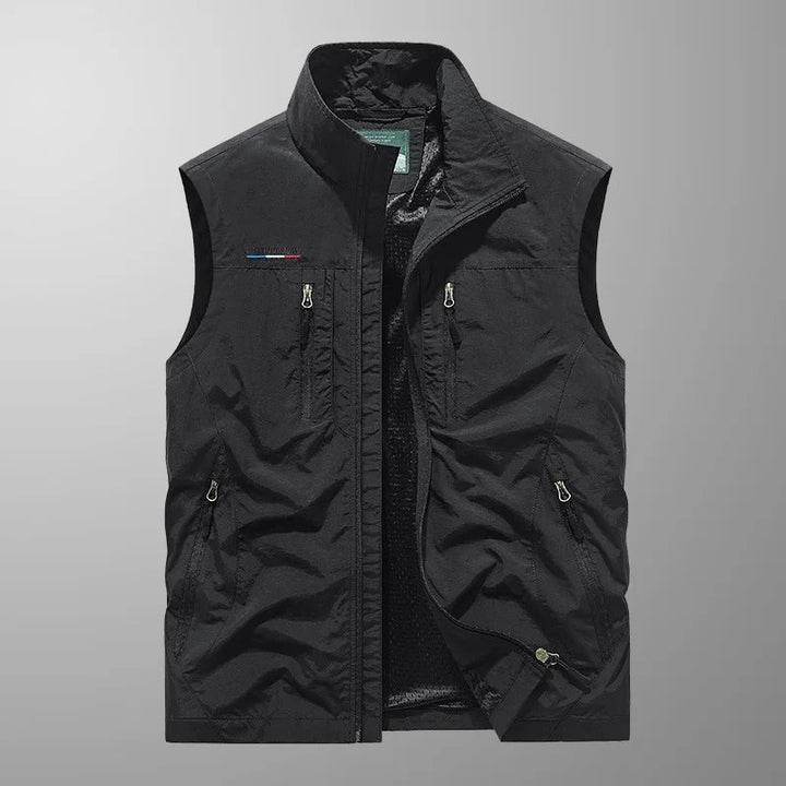 Gilet da esterno leggero con tasche multiple con cerniera da uomo