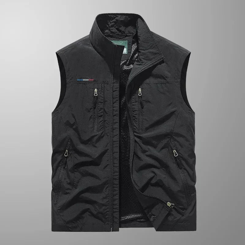 Gilet da esterno leggero con tasche multiple con cerniera da uomo