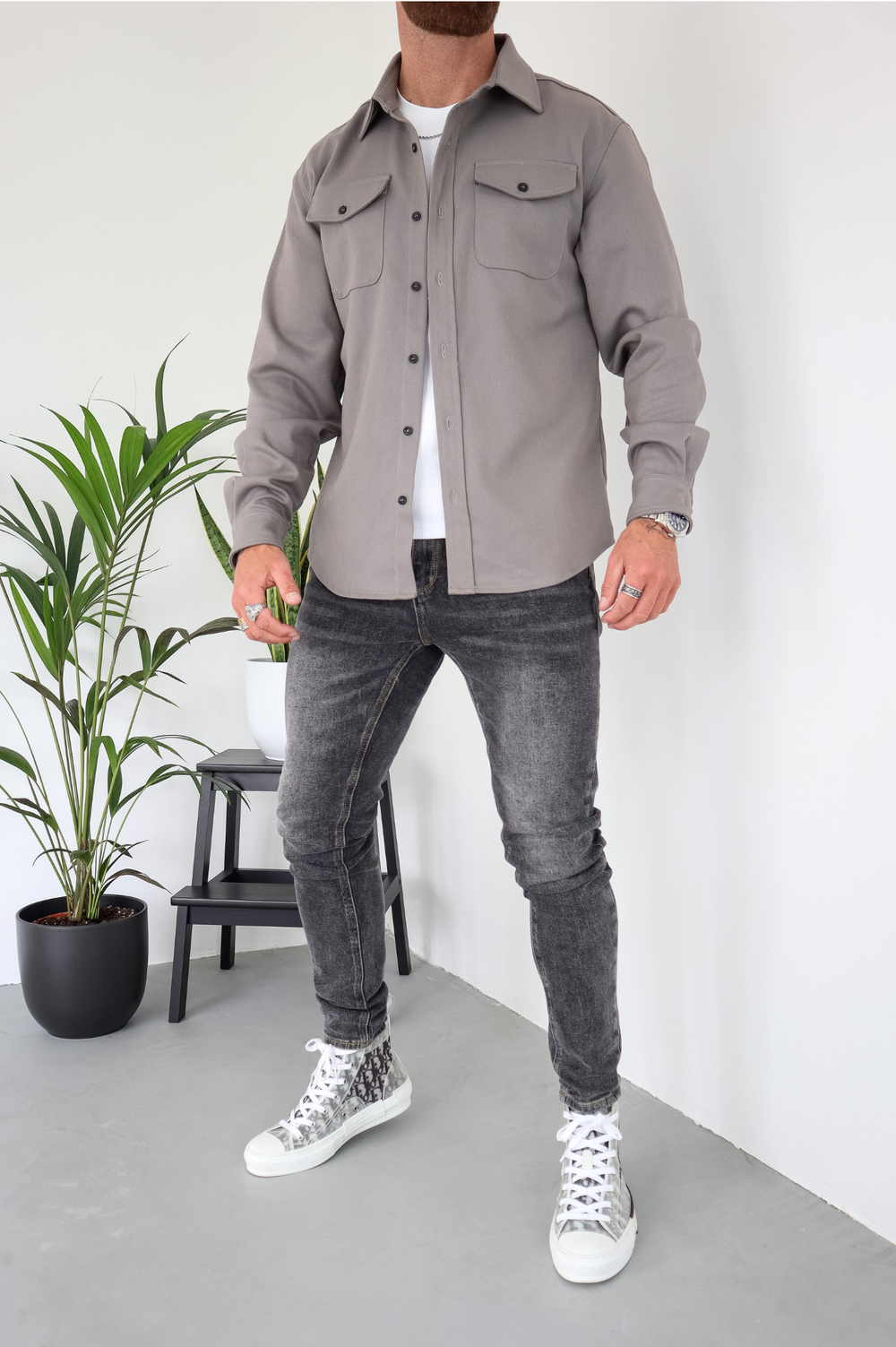 Surchemise Homme Coton Boutonnée Poches Poitrine