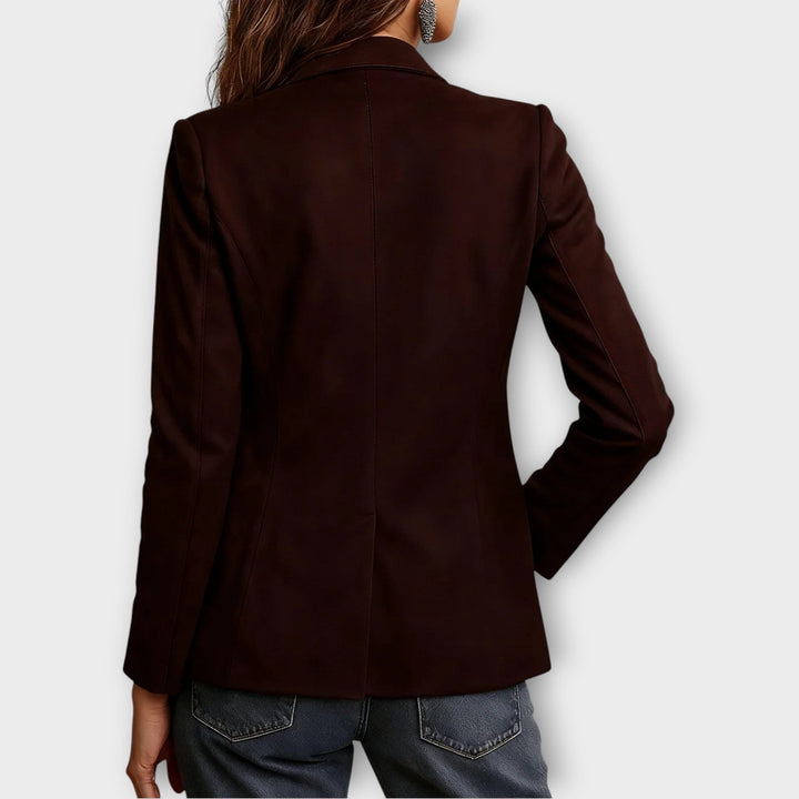 Damesblazer van suède - getailleerd model met knopen in vintage stijl