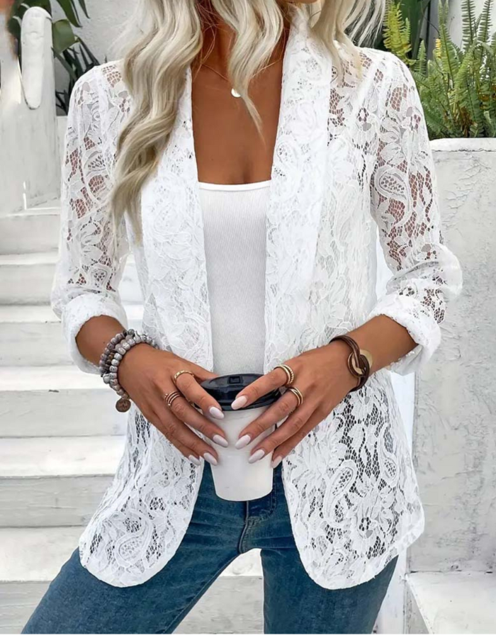 Eloise | Gilet Longue Pour Femmes | Blanc | Noir
