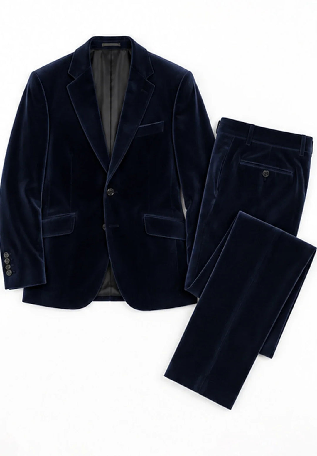 Completo da uomo in velluto slim fit a due pezzi con rever classico e giacca a due bottoni
