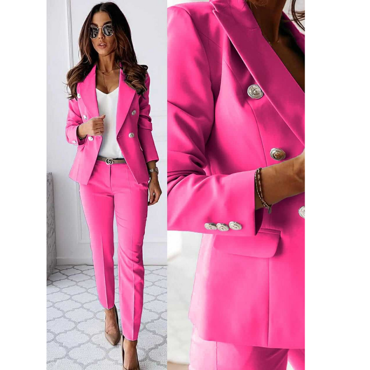 Femme Costume Blazer-pantalon Élégant À Double Boutonnage | Formel