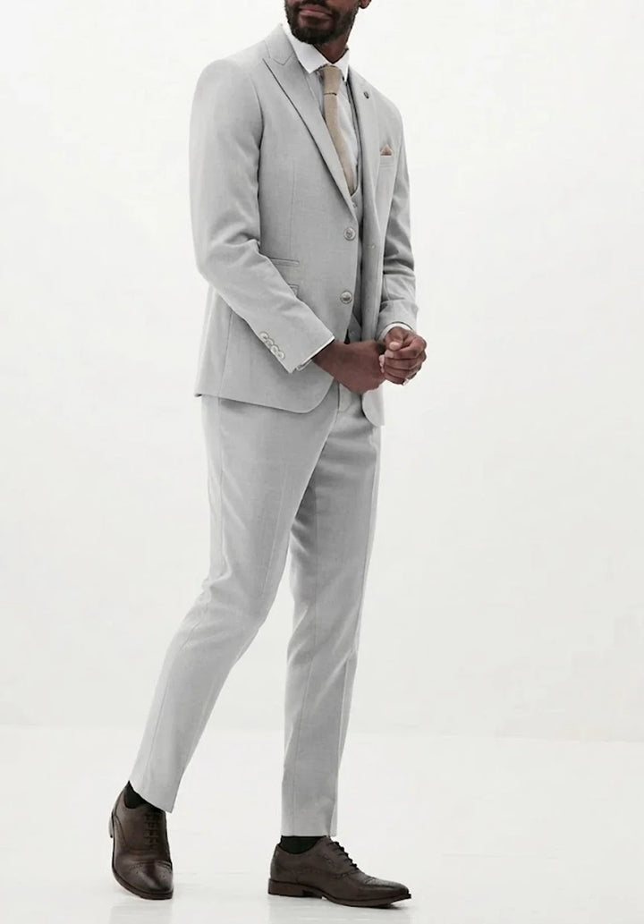 Costume Trois Pièces Homme Coupe Slim avec Col Notch et Gilet Six Boutons