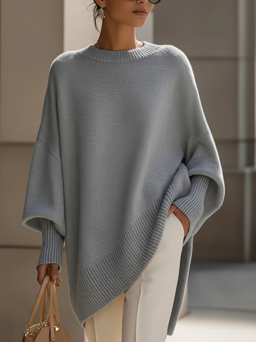 Oversized damestrui van wolmix - asymmetrische zoom