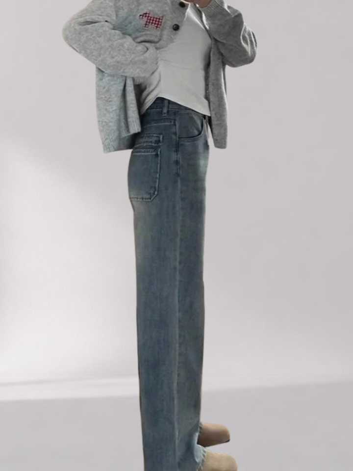 Women's Wide-Leg Jeans - High-Waisted, Fleece-Lined Cotton Plus Size