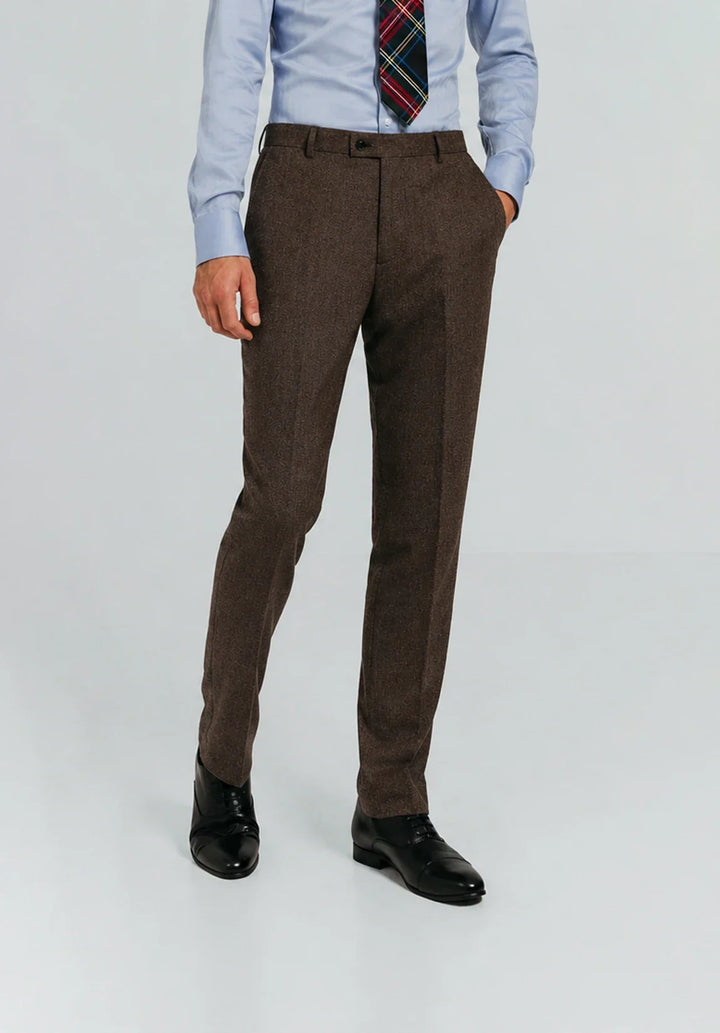 Costume Deux Pièces Homme Coupe Classique à Motif Chevrons avec Col à Crans et Poches à Rabat