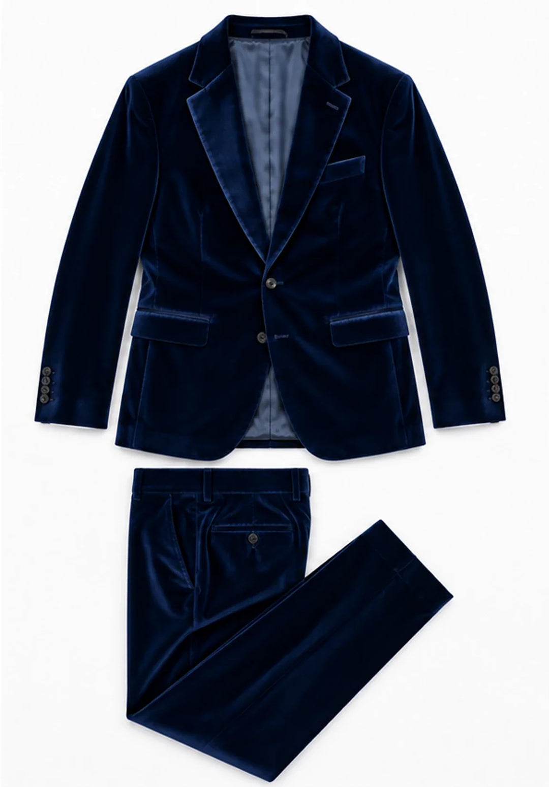 Costume Deux Pièces Homme Coupe Slim en Velours avec Poches à Rabat et Veste Un Bouton